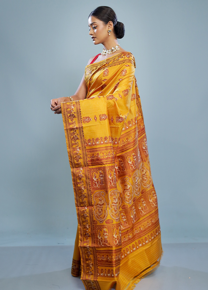Pure Tant Cotton Baluchari Cream Color Saree - Pradip Fabrics