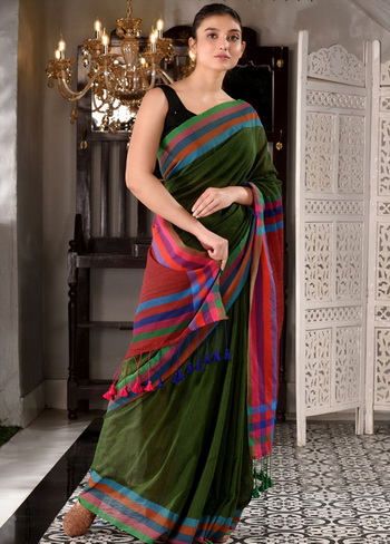 Citron Green Woven Banarasi Handloom Silk Saree – MySilkLove